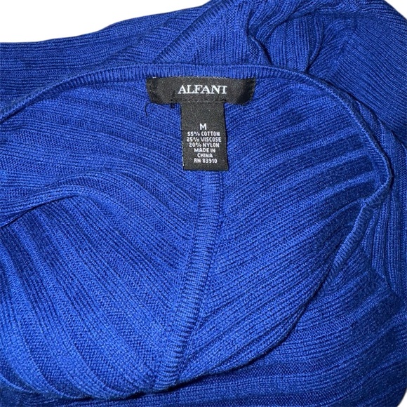 Alfani Royal Blue Women's Sweater with Button Accents on Sleeves - Picture 2 of 3